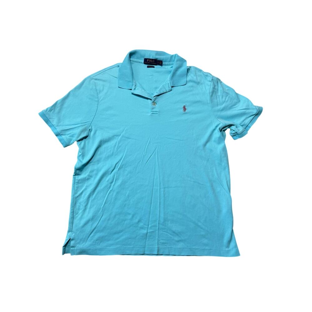Polo Ralph Lauren Classic Fit Polo Shirt Mens Large L Light Blue Turquoise Pony